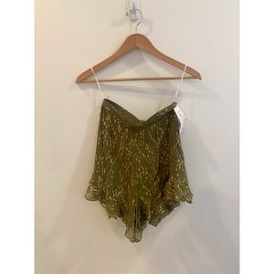 SOLD Shona Joy Frill High Waisted Short Olive + Gold NWT